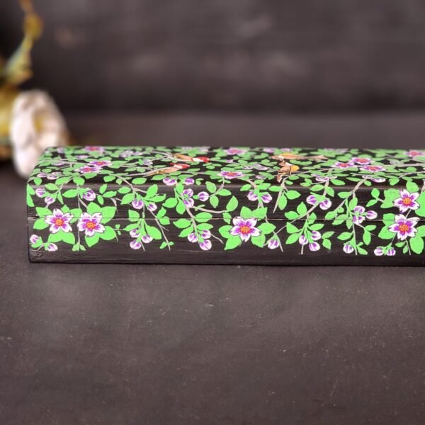 Wooden gift ring box with painted lacquered daffodil delight-8 inches-
