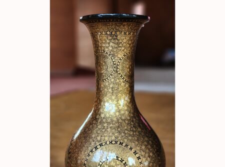 Handmade
Kashmiri Papier Mache Vase - 16" Tall with Gold Chinar Leaf
Painting, Perfect for Bedroom Decor or Wedding Gift