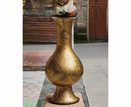 Handmade
Kashmiri Papier Mache Vase - 16" Tall with Gold Chinar Leaf
Painting, Perfect for Bedroom Decor or Wedding Gift