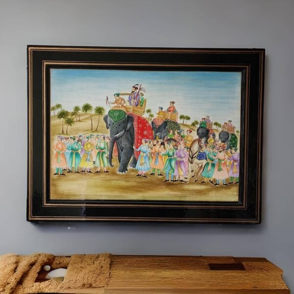 Kashmiri paper mache: Handmade Mughal Arts Elephant Infantry Wall Art, Perfect for Home and Office Décor
