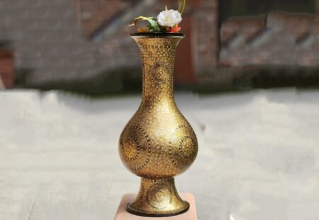 Handmade
Kashmiri Papier Mache Vase - 16" Tall with Gold Chinar Leaf
Painting, Perfect for Bedroom Decor or Wedding Gift