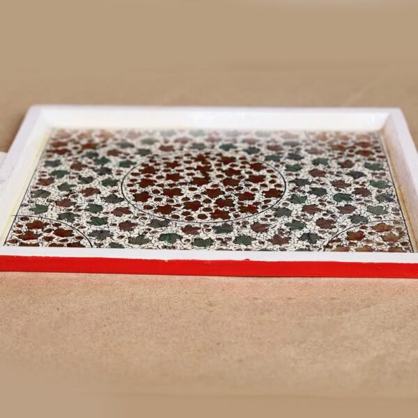 Handmade Floral Wooden Jewelry Tray- Elegant Kitchen Decor and Serving Platter