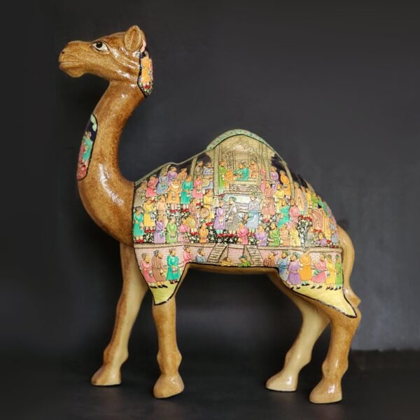 Exquisite Camel Statue Figurines: Antique Paper Mache Mughal Design Sculpture Ornaments for Home Decor