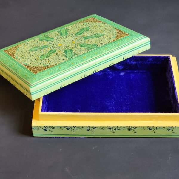 Teal and Beige “Jewellery Box for Gold” – Handcrafted Kashmiri Artistry