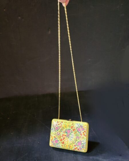 Paper
Mache Clutch with Yellow base and Hazara Floral Lacquered design