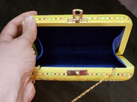 Paper
Mache Clutch with Yellow base and Hazara Floral Lacquered design