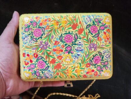 Paper
Mache Clutch with Yellow base and Hazara Floral Lacquered design