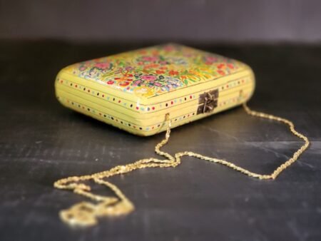 Paper
Mache Clutch with Yellow base and Hazara Floral Lacquered design