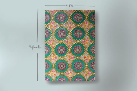 Hand-Painted
Indo-Persian Wooden Panel 3 feet x 2 feet- Geometric Floral with Roses