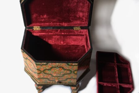 Jewelry
box organizer - Handmade table desk with real gold art, a perfect bedroom
piece-