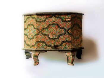 Jewelry box organizer – Handmade table desk with real gold art, a perfect bedroom piece-