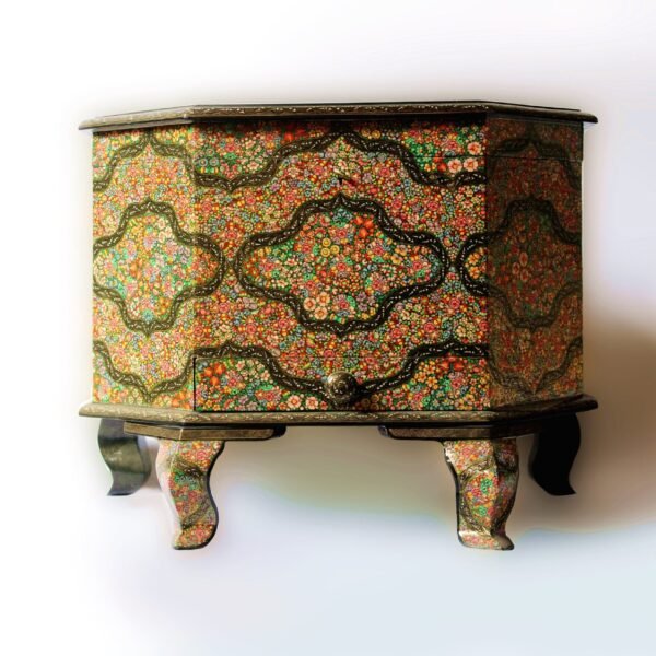 Jewelry box organizer – Handmade table desk with real gold art, a perfect bedroom piece-