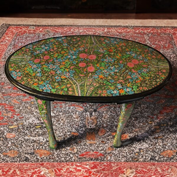 Crafted Table Handmade Painted vintage Kashmir Real gold paper mache lacquered art-