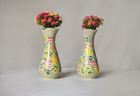 Flower
vase pair handcrafted brass and paper mache lacquered-