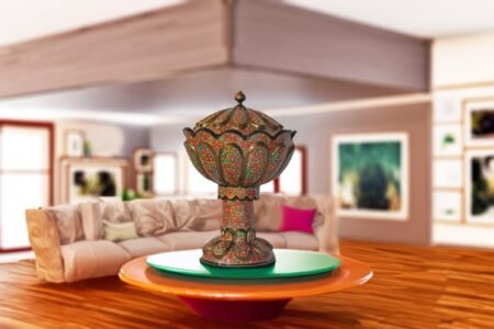 Rotating
bowl Handmade in Kashmir, Paper mache home decor-