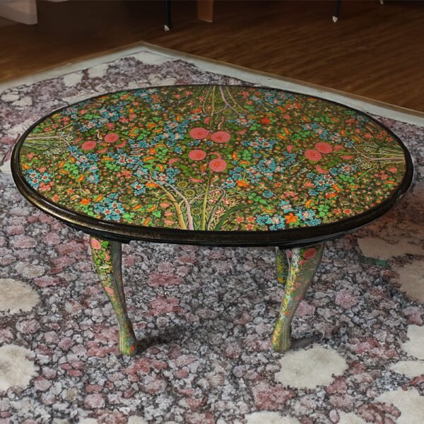 Crafted Table Handmade Painted vintage Kashmir Real gold paper mache lacquered art-