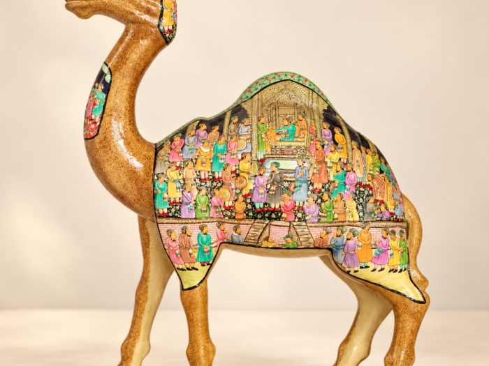 Exquisite Camel Statue Figurines: Antique Paper Mache Mughal Design Sculpture Ornaments for Home Decor