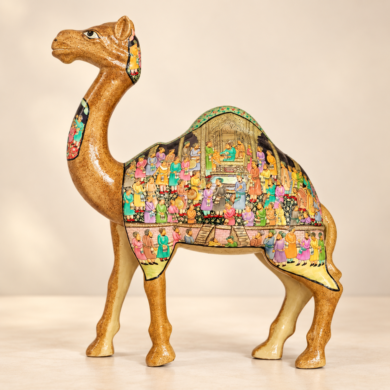 Exquisite Camel Statue Figurines: Antique Paper Mache Mughal Design Sculpture Ornaments for Home Decor