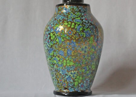 Handmade
Blue Gold Floral Lamp Base - Kashmiri Paper Mache Mid Century Lamp