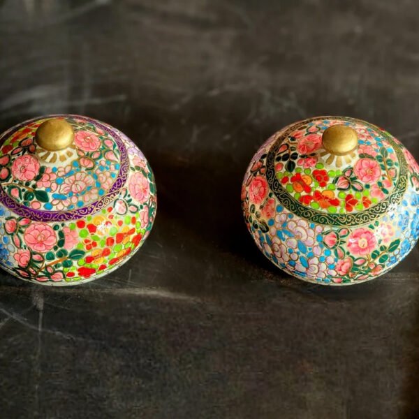 Handcrafted Kashmiri Powder Boxes with Floral Designs