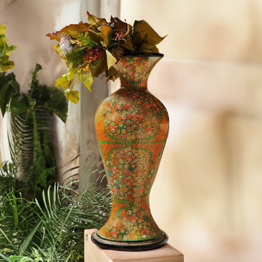 25" Tall Lacquered Floral Vase - Image 3