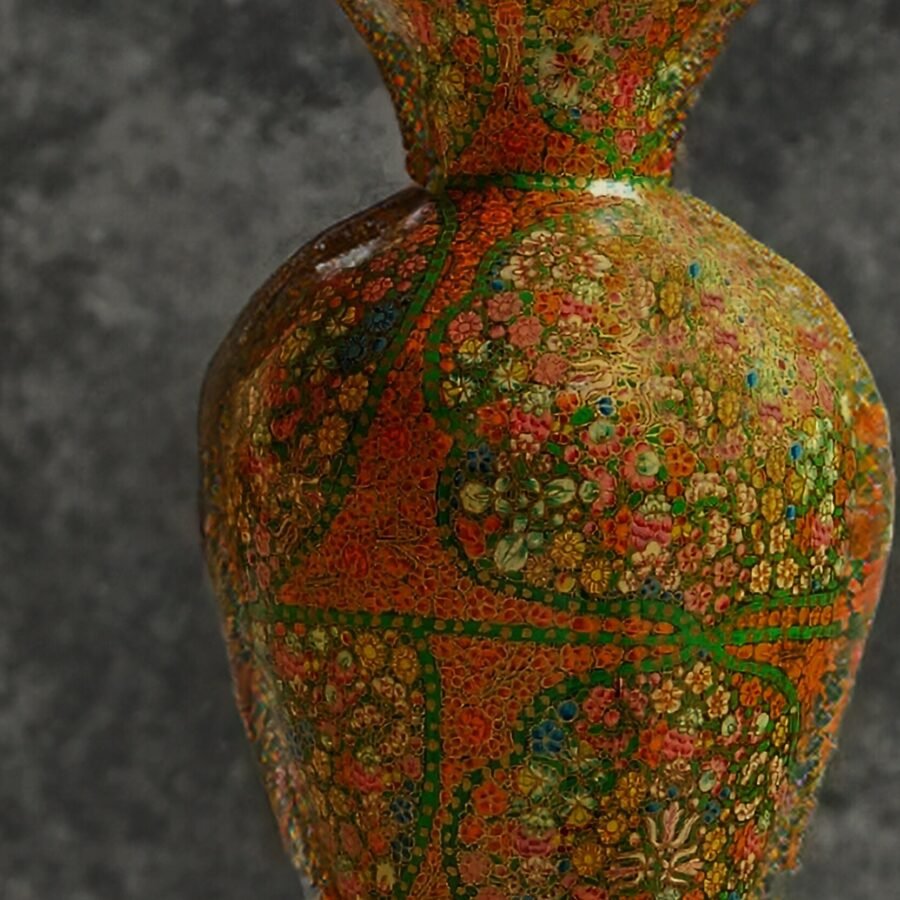 25" Tall Lacquered Floral Vase - Image 5