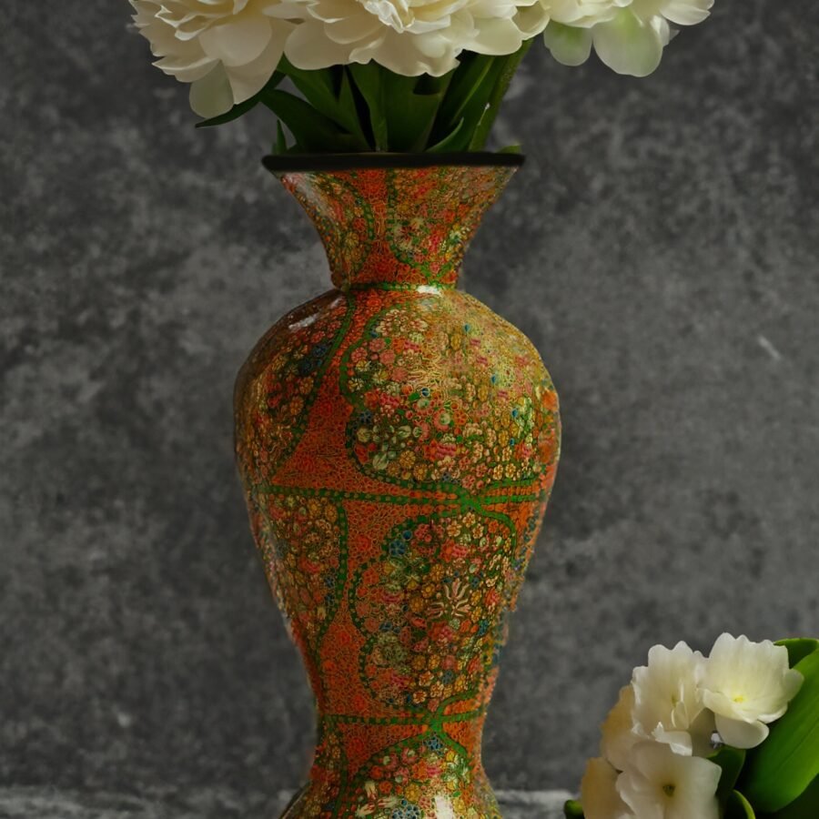 25" Tall Lacquered Floral Vase - Image 4