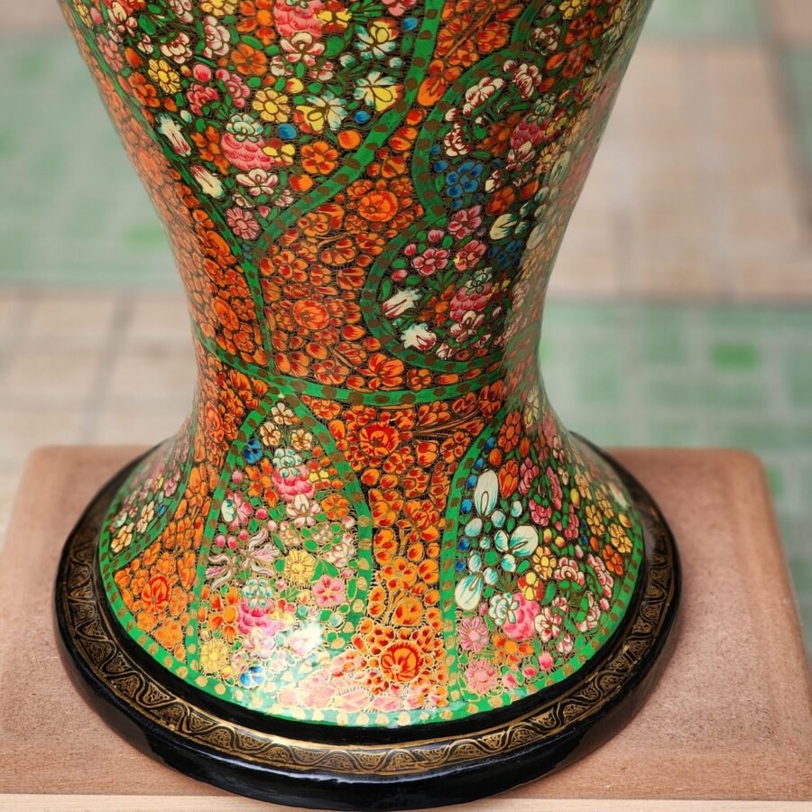 25" Tall Lacquered Floral Vase - Image 6