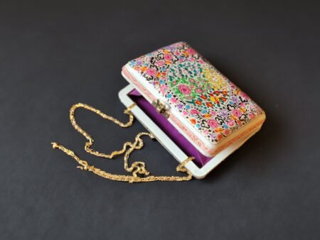 Kashmiri Paper Mache Floral Art Handbag: Convertible Clutch & Purse - Image 4
