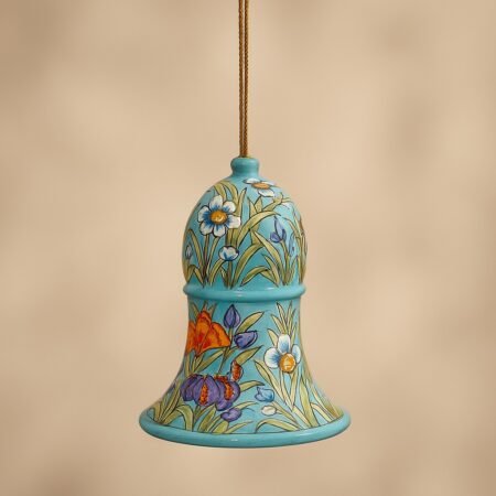 Gold Floral Paper Mache Bells for Festive Decor