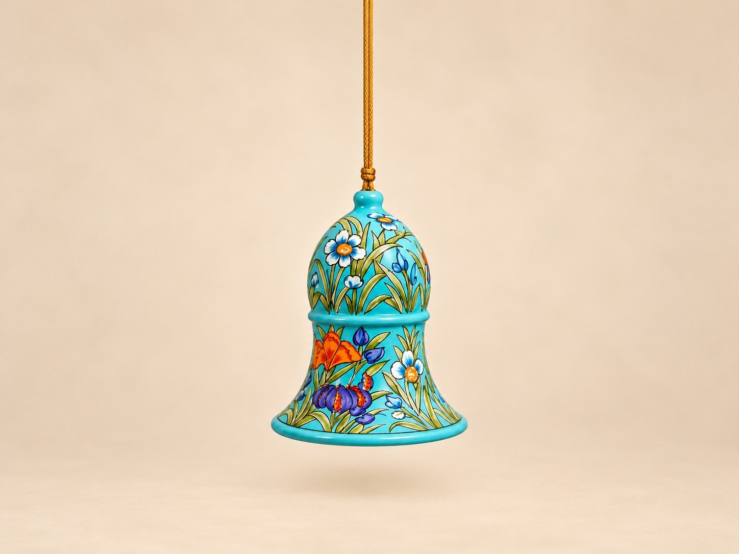 Gold Floral Paper Mache Bells for Festive Decor