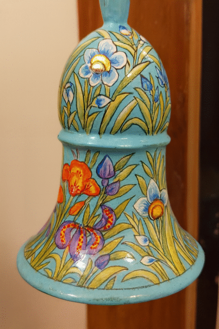 Gold Floral Paper Mache Bells for Festive Decor - Image 3
