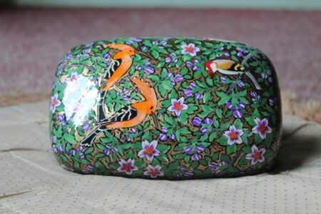 Crafted Hoopoe Haven Papier Mâché Box – 7x4 Inch Hand-Painted Kashmiri Art - Image 3