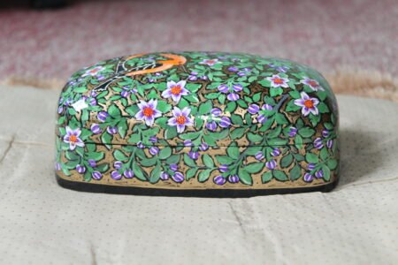 Crafted Hoopoe Haven Papier Mâché Box – 7x4 Inch Hand-Painted Kashmiri Art - Image 2
