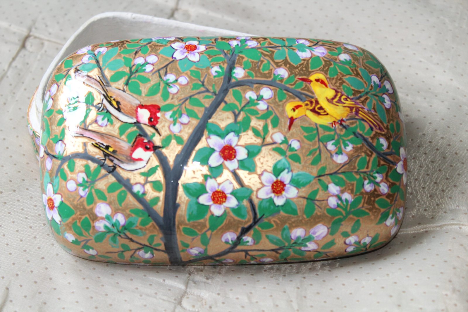 Oriole Harmony Paper Mache Box – 7x4 Inch Hand-Painted Kashmiri Art - Image 2