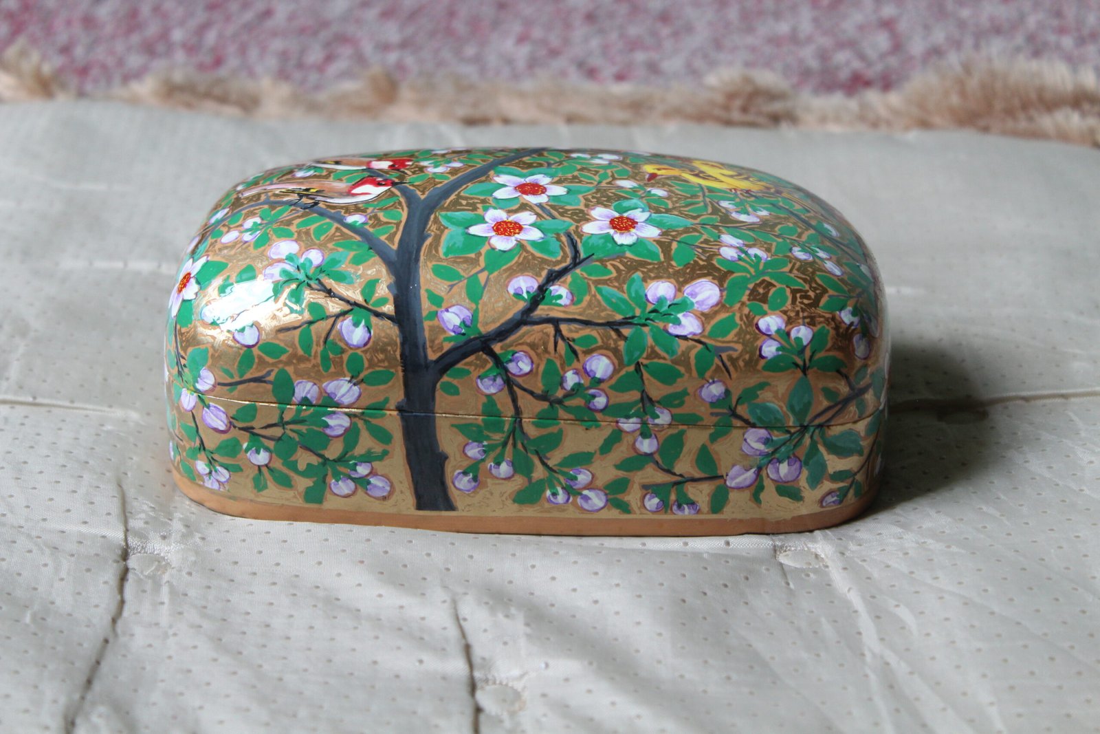 Oriole Harmony Paper Mache Box – 7x4 Inch Hand-Painted Kashmiri Art - Image 3