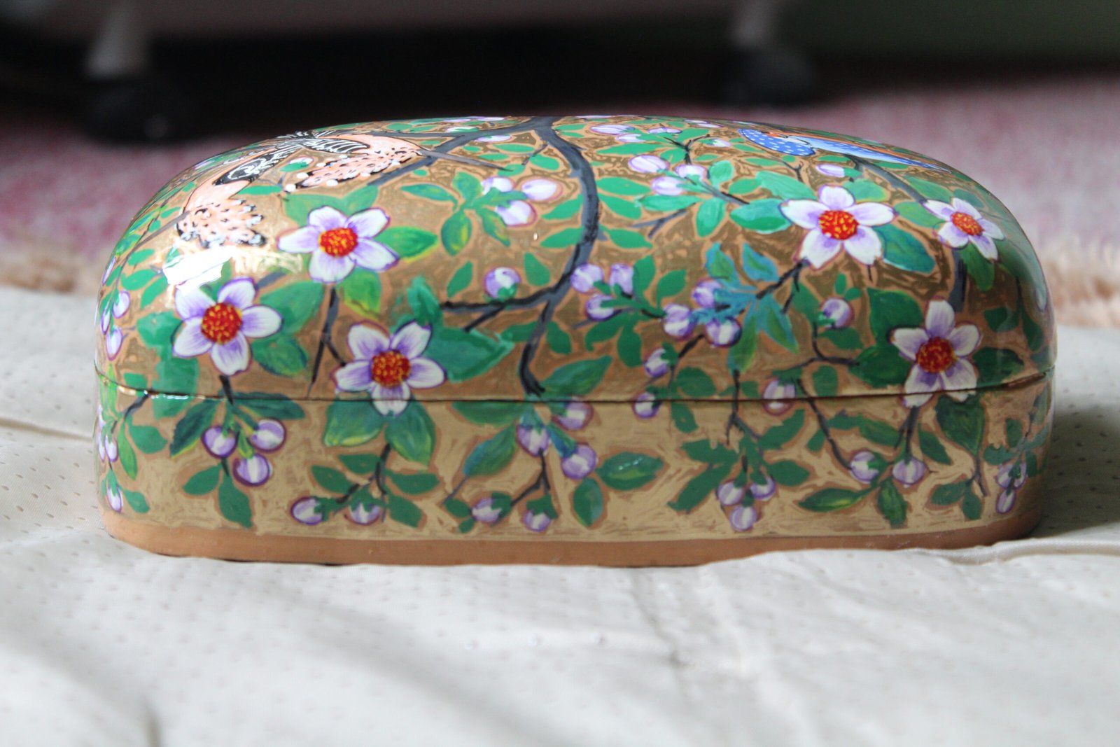 Oriole Harmony Paper Mache Box – 7x4 Inch Hand-Painted Kashmiri Art - Image 4