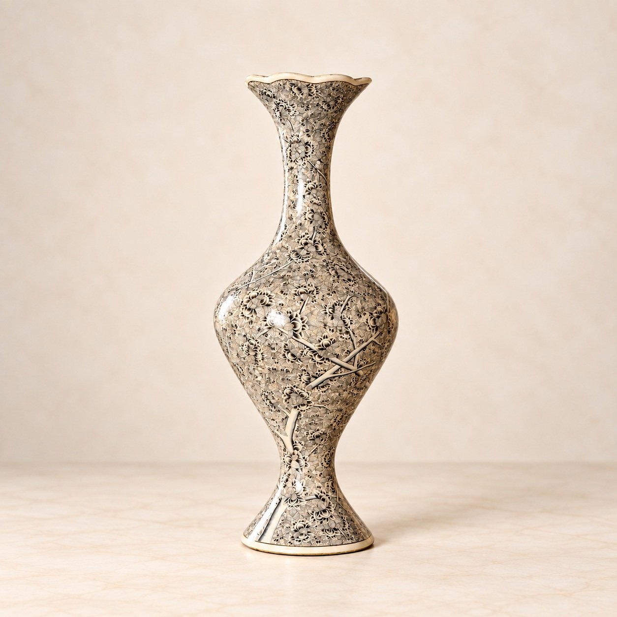 Metallic vase for bride room-bedroom art vase Handmade Flower Vases - 66 cm - Kashmiri Paper Mache Decor | Mughal Arts