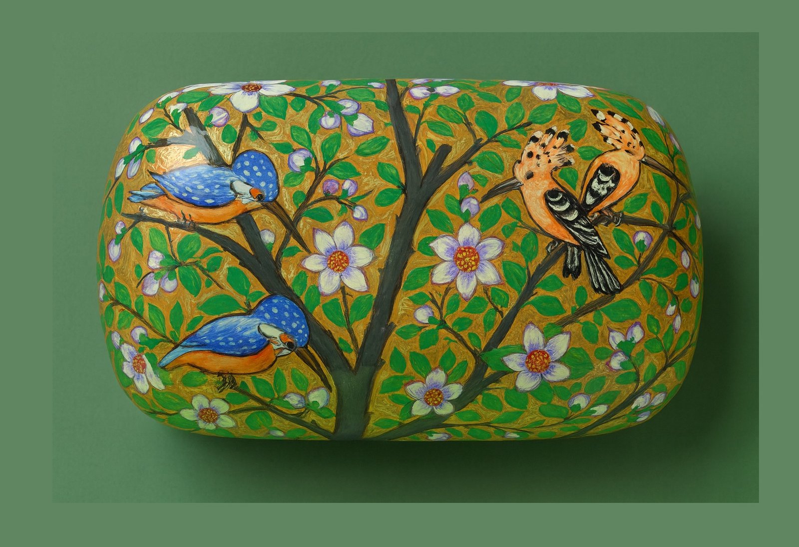 Kingfisher & Hoopoe Garden Paper Mache Box