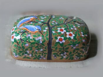 Kingfisher Blossom Papier Mâché Box