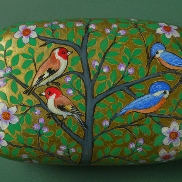 Goldfinch and Kingfisher Papier Mâché Box