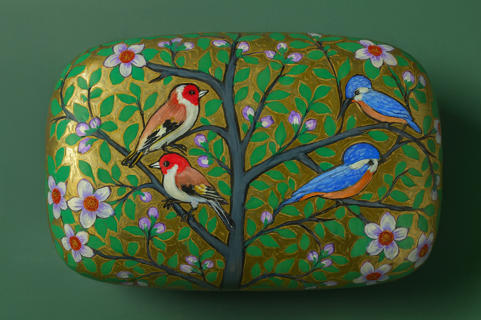 Goldfinch and Kingfisher Papier Mâché Box