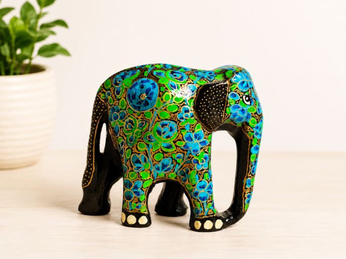(product) Blue
Floral Elephant Figurine – Kashmiri Paper Mache Art