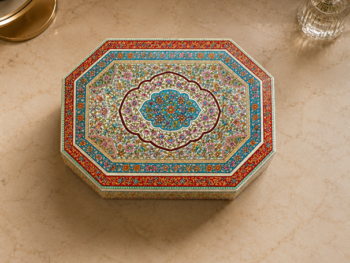 Papier Mache Decorative Box, Handcrafted Kashmiri Papier-Mâché Decorative Box – Floral Storage Box