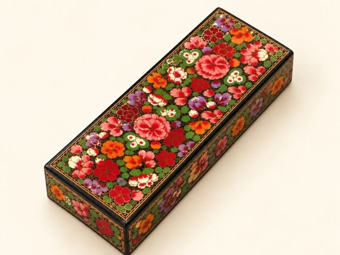Floral Black Lacquer Keepsake Box,Decorative enamel box with floral design, Decorative Floral Enamel Box – Artisan Lacquer Home Decor