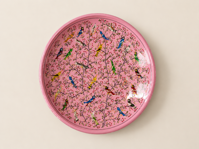 (product) Pastel
Birds Decorative Tray – Handmade Pink Wall Plate Art