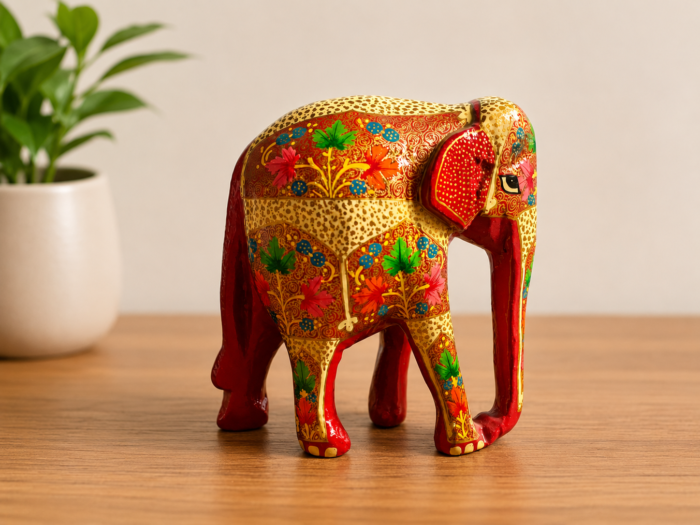 (product) Handcrafted
Red Elephant Figurine – Kashmiri Art Showpiece