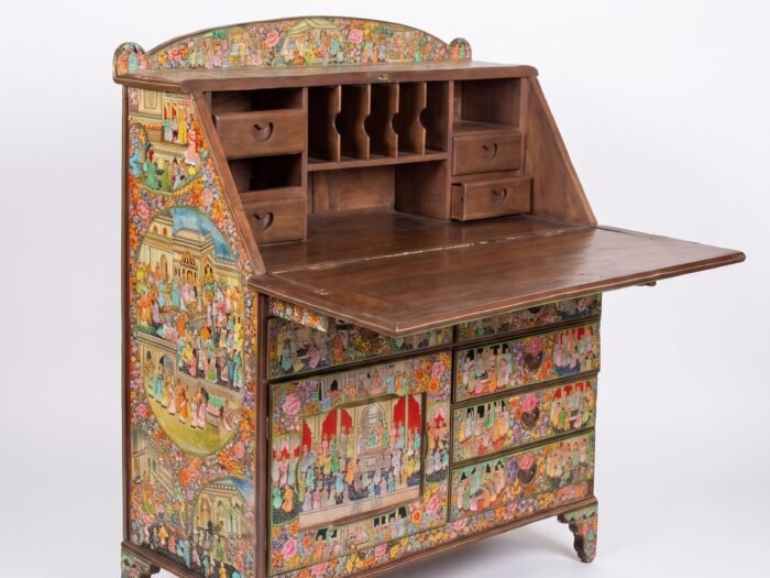 Handcrafted Mughal Desk with Kashmir Paper Mache embossed miniature art