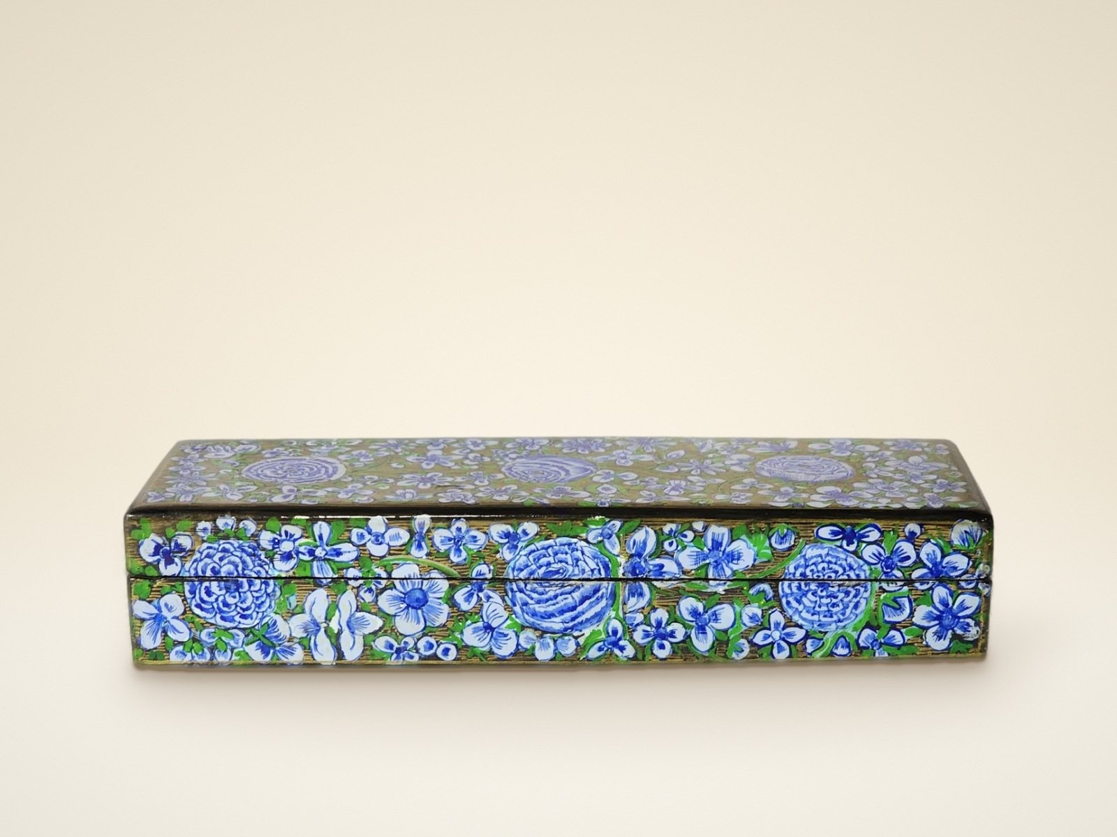 Kashmiri Paper Mache Pencil Box – Handcrafted Stationery Storage