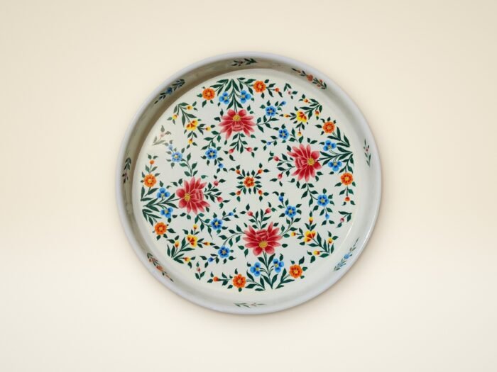 Decorative Kashmiri Enamelware Tray – Handcrafted Floral Art